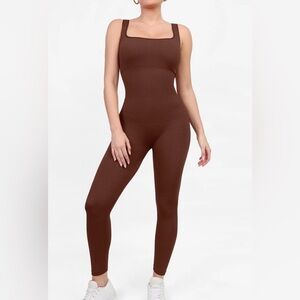 Popilush Brown Women Jumpsuit ribbed, new, 
compression all around various sizes